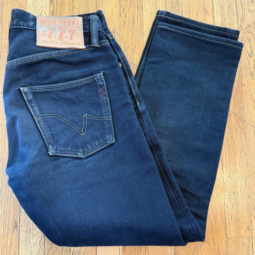 Iron Heart 777 21 oz indigo overdyed black Jeans.